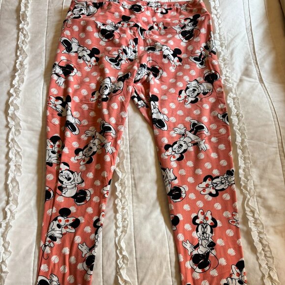 Lularoe Disney Minnie Mouse Coral Tall Curvy/TC Leggings - Picture 1 of 3